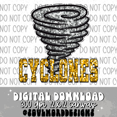 Cyclones Sequin Mascot - DIGITAL DOWNLOAD