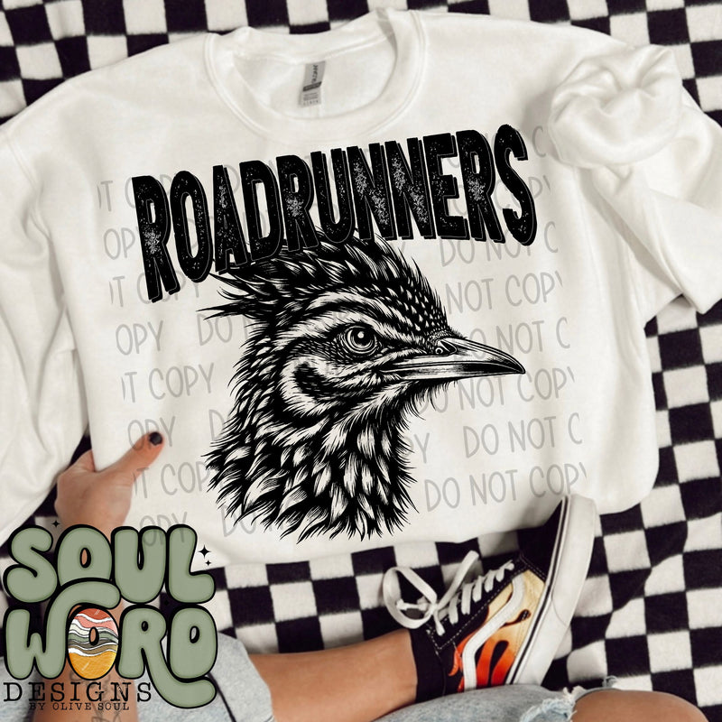 Roadrunners Mascot Black & White - DIGITAL DOWNLOAD