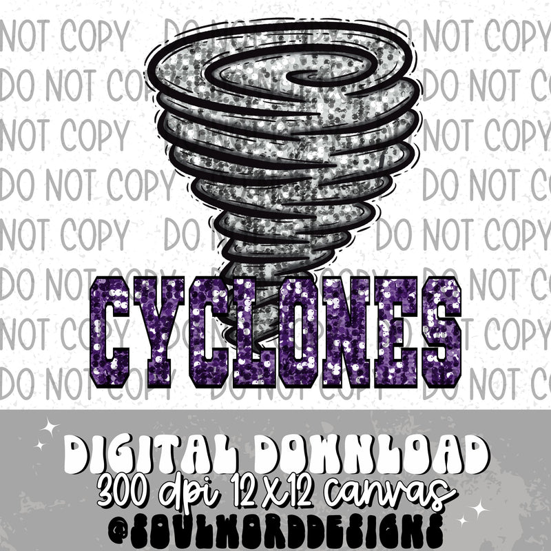 Cyclones Sequin Mascot - DIGITAL DOWNLOAD