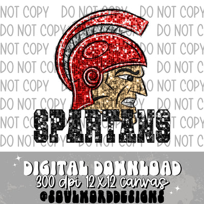 Spartans Sequin Mascot - DIGITAL DOWNLOAD