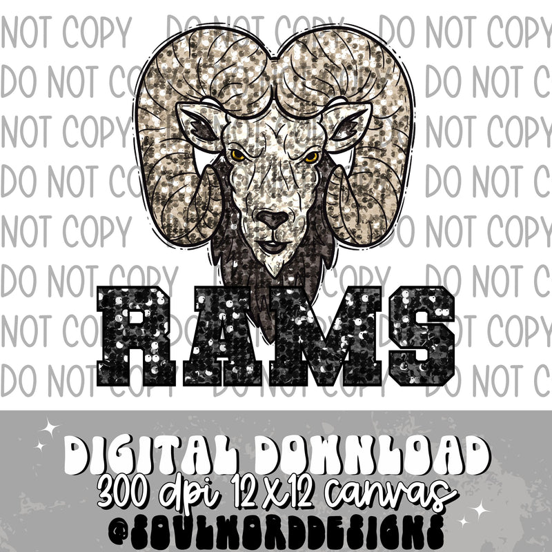 Rams Sequin Mascot - DIGITAL DOWNLOAD