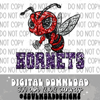 Red Hornets Sequin Mascot - DIGITAL DOWNLOAD