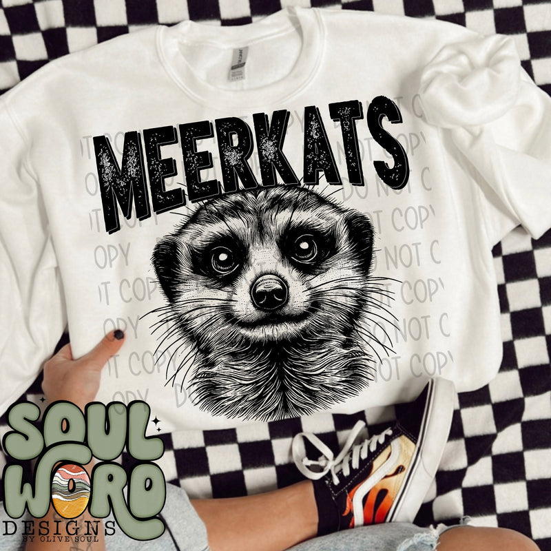 Meerkats Mascot Black & White - DIGITAL DOWNLOAD