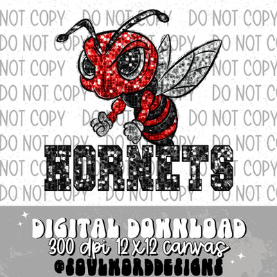 Red Hornets Sequin Mascot - DIGITAL DOWNLOAD