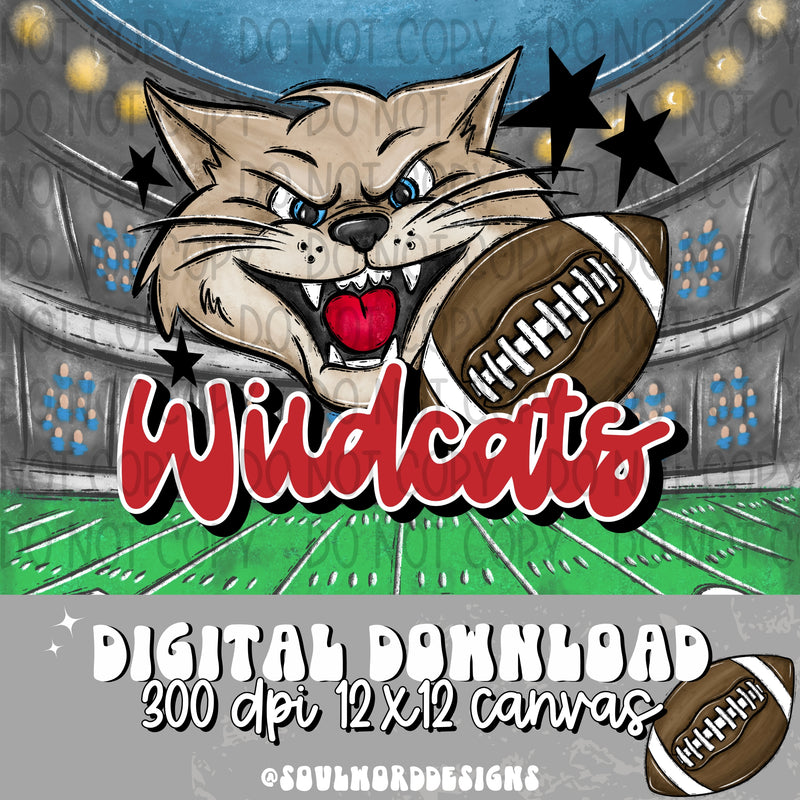 Wildcats Mascot Red  - DIGITAL DOWNLOAD