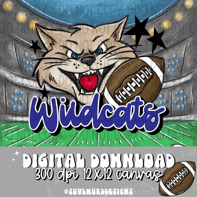 Wildcats Mascot Royal Blue - DIGITAL DOWNLOAD