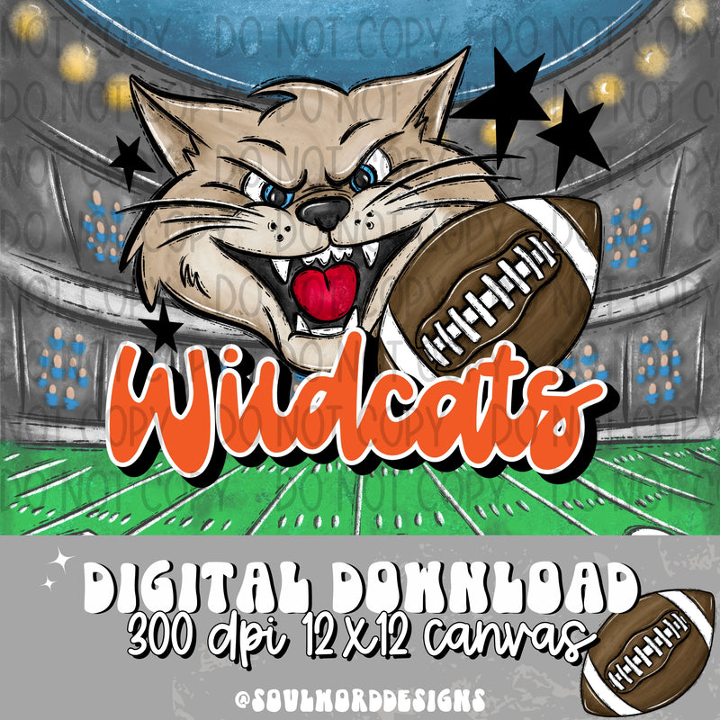 Wildcats Mascot Orange - DIGITAL DOWNLOAD