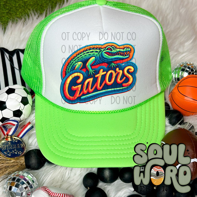 Neon Hat Patch Faux Embroidered Gators Mascot - DIGITAL DOWNLOAD