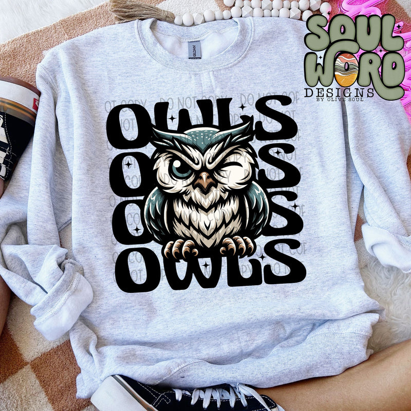 Owls Winking Mascot - DIGITAL DOWNLOAD