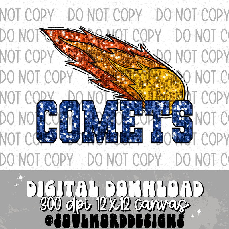 Comets Sequin Mascot - DIGITAL DOWNLOAD