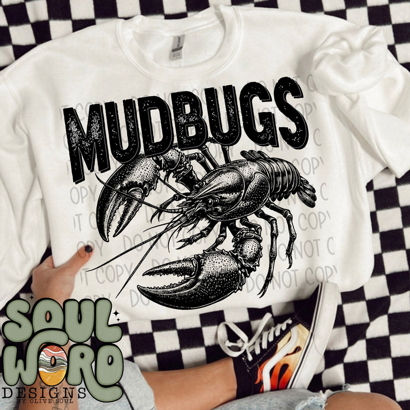 Mudbugs (crawfish) Mascot Black & White - DIGITAL DOWNLOAD