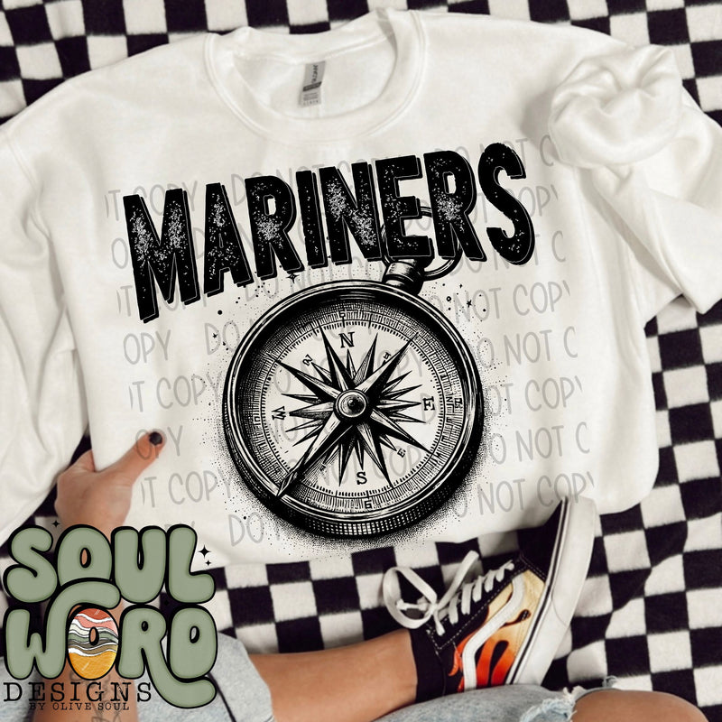 Mariners Mascot Black & White - DIGITAL DOWNLOAD