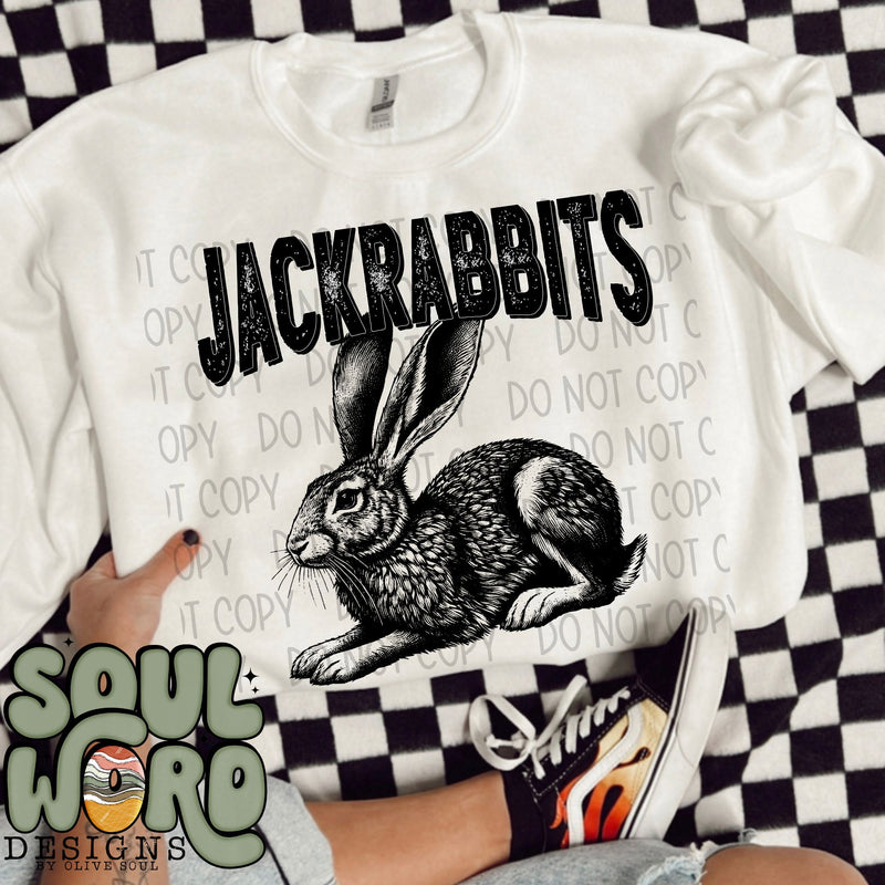 Jackrabbits Mascot Black & White - DIGITAL DOWNLOAD