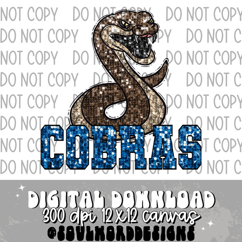 Cobras Sequin Mascot - DIGITAL DOWNLOAD