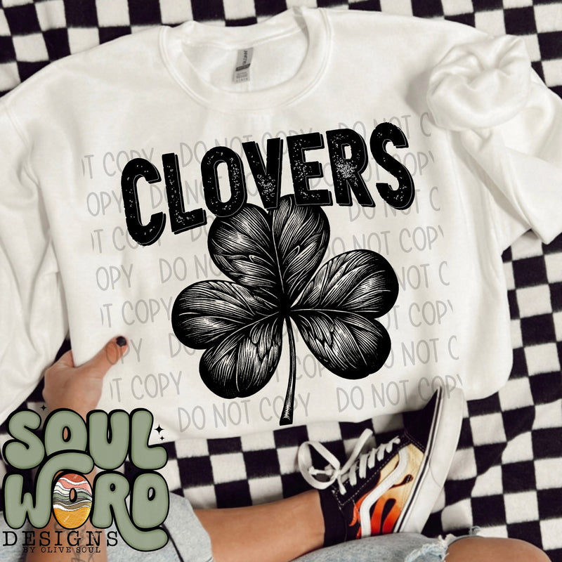 Clover Mascot Black & White - DIGITAL DOWNLOAD