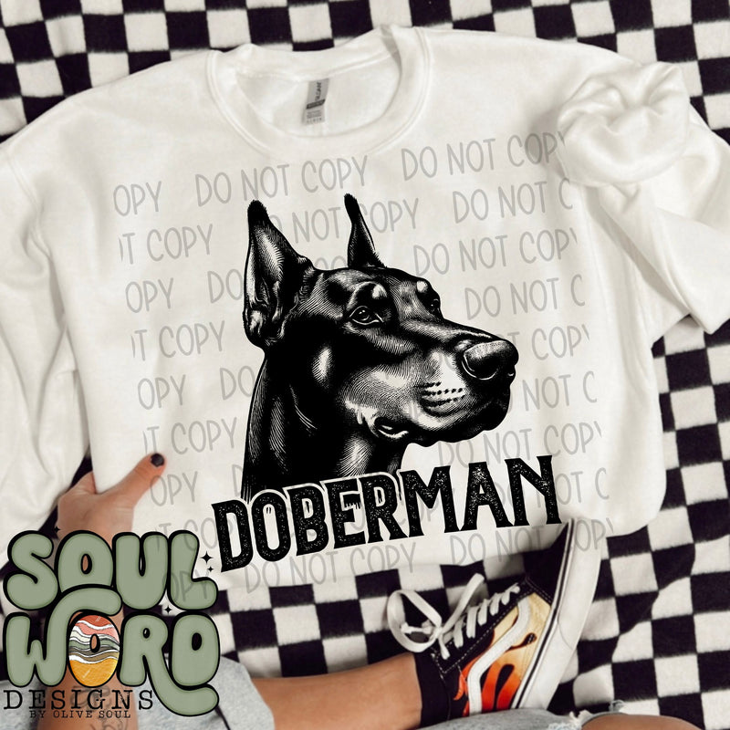Doberman Dog Portrait Single Color - DIGITAL DOWNLOAD