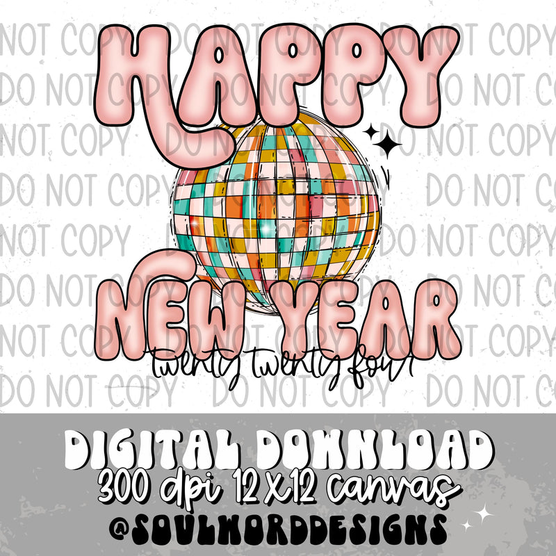 Happy New Year 2024 Disco Ball - DIGITAL DOWNLOAD