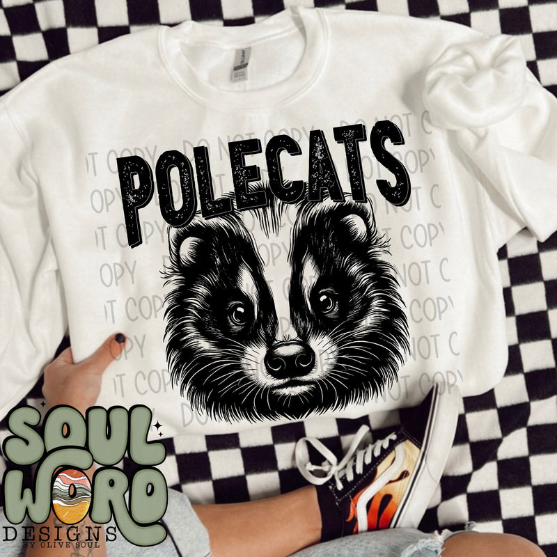 Polecats Mascot Black & White - DIGITAL DOWNLOAD