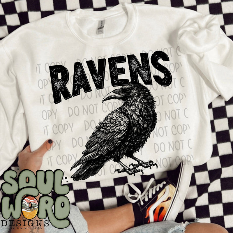 Ravens Mascot Black & White - DIGITAL DOWNLOAD