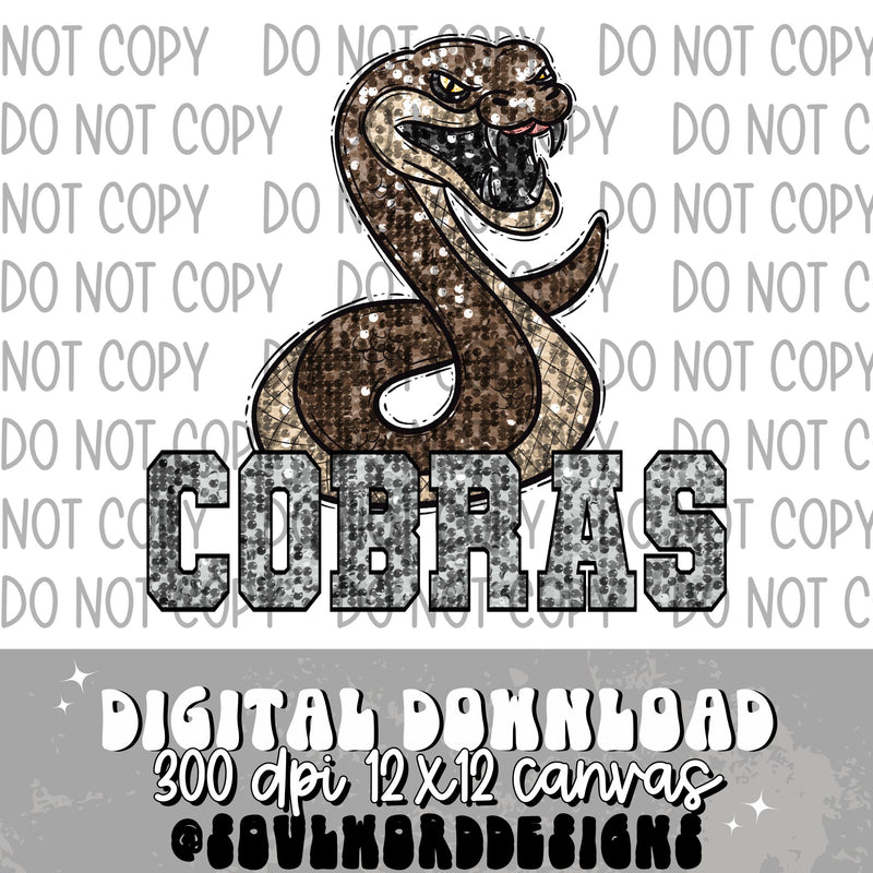Cobras Sequin Mascot - DIGITAL DOWNLOAD
