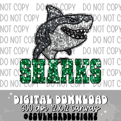 Sharks Sequin Mascot - DIGITAL DOWNLOAD