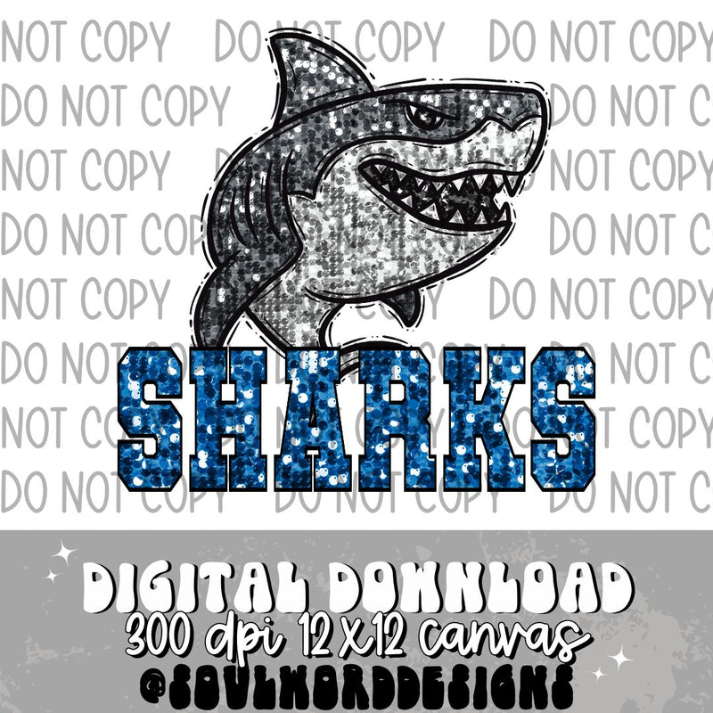 Sharks Sequin Mascot - DIGITAL DOWNLOAD