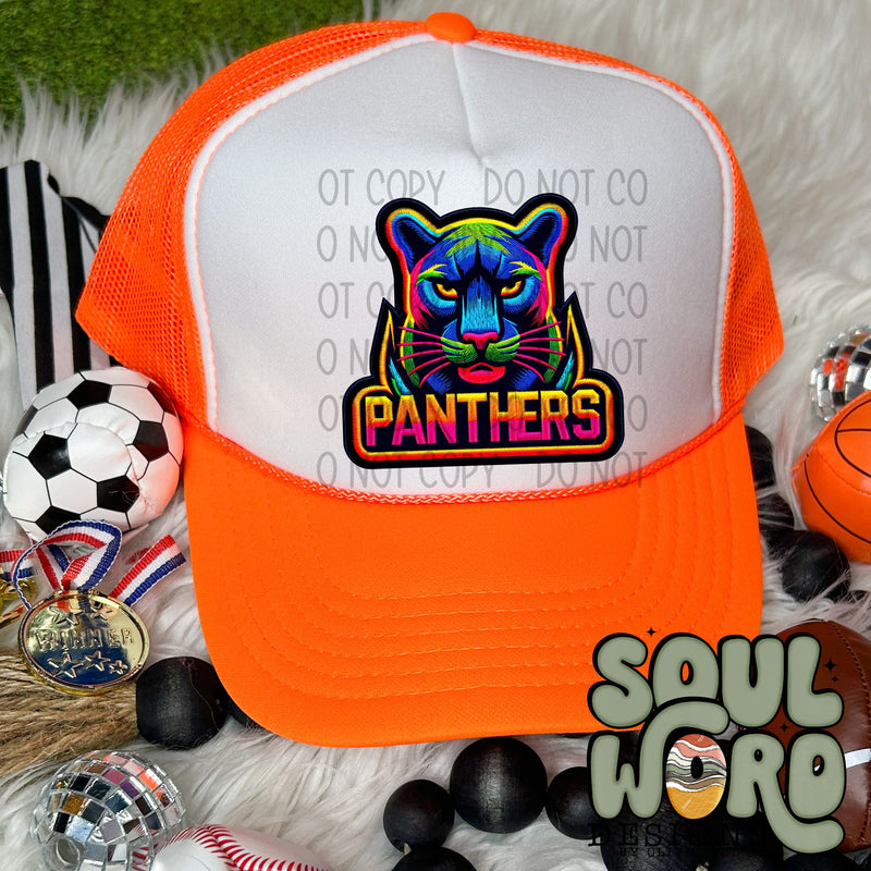Neon Hat Patch Faux Embroidered Panthers Mascot - DIGITAL DOWNLOAD
