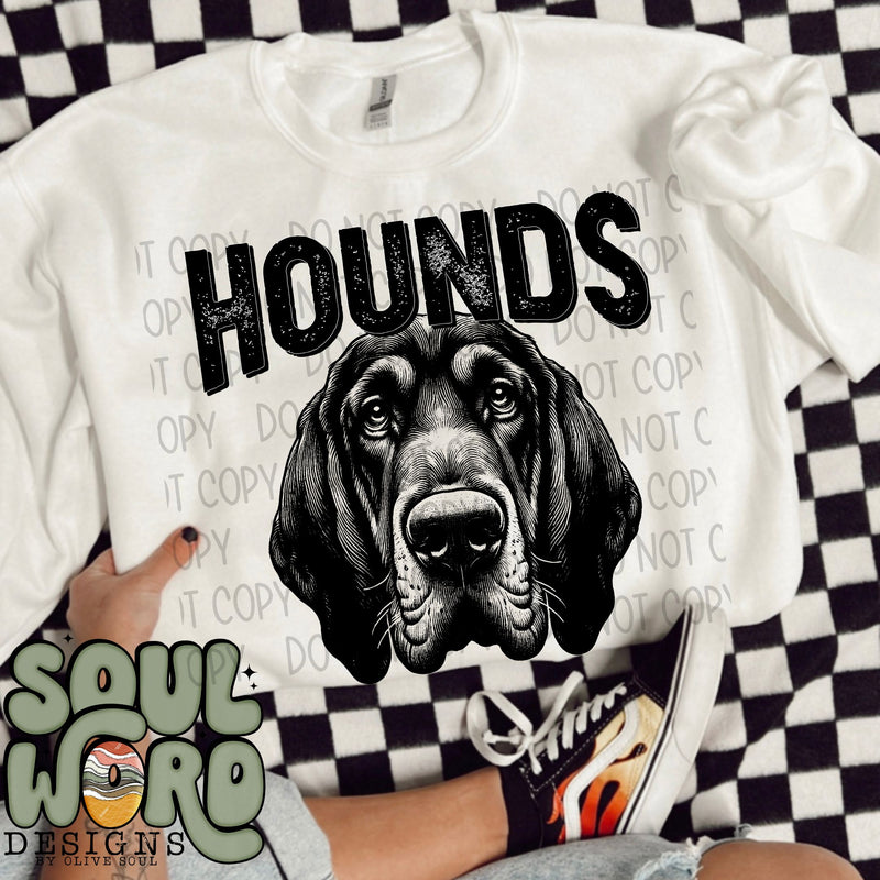 Hounds Mascot Black & White - DIGITAL DOWNLOAD