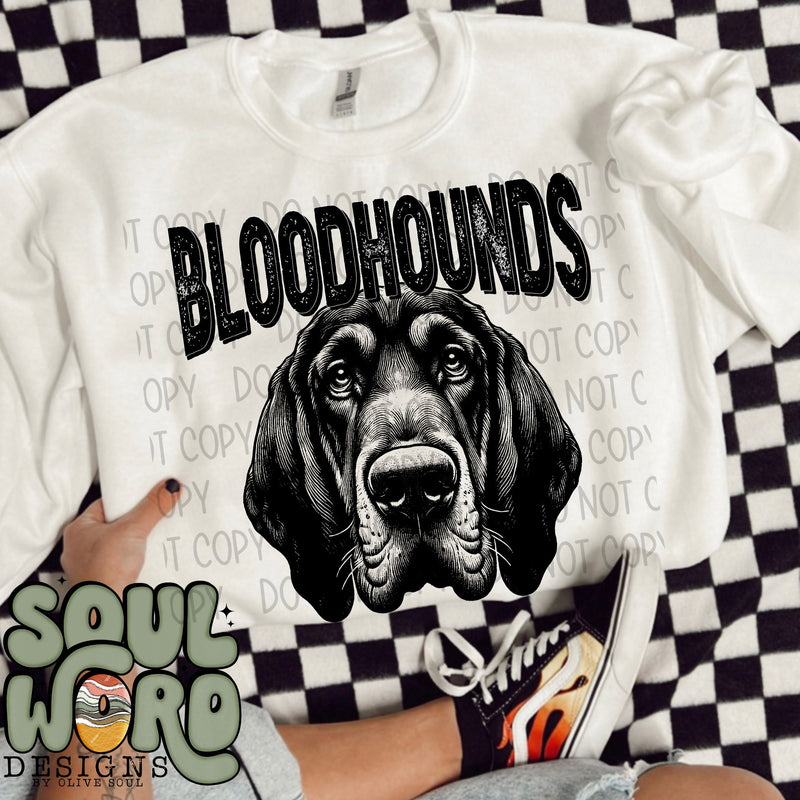Bloodhounds Mascot Black & White - DIGITAL DOWNLOAD