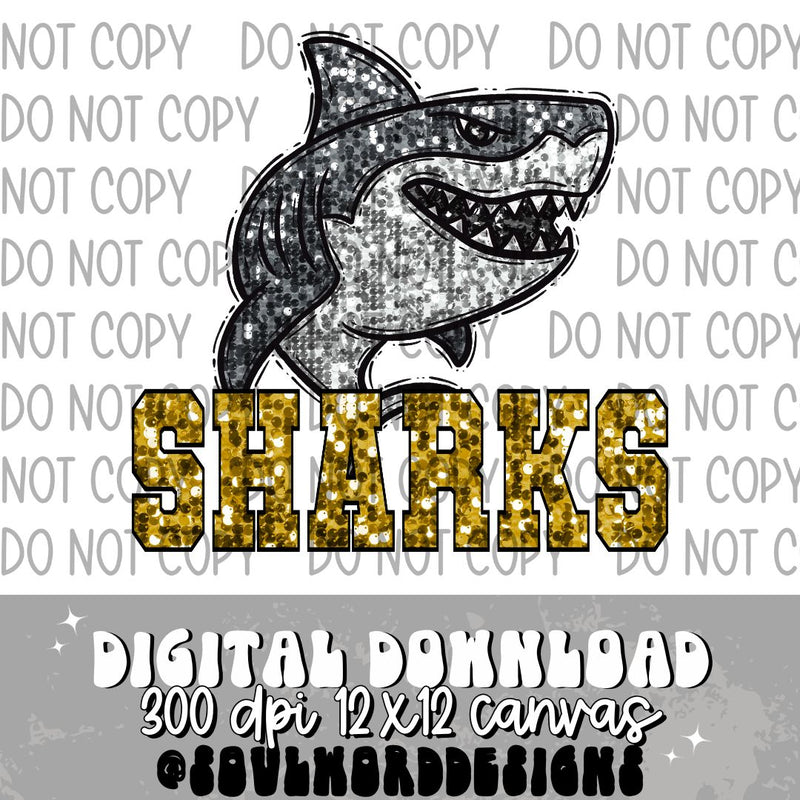 Sharks Sequin Mascot - DIGITAL DOWNLOAD