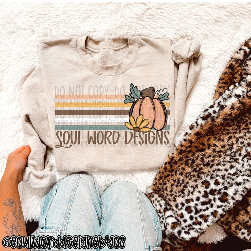 CUSTOM Neutral Fall Retro Stripe Business Name - DIGITAL DOWNLOAD