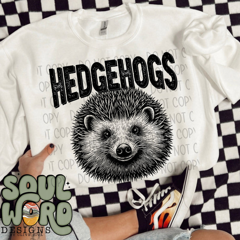 Hedgehogs Mascot Black & White - DIGITAL DOWNLOAD