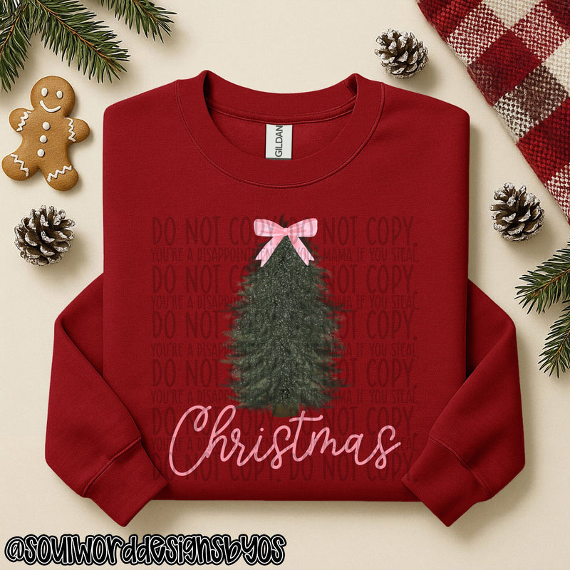 Christmas Tree Pink Bow - DIGITAL DOWNLOAD