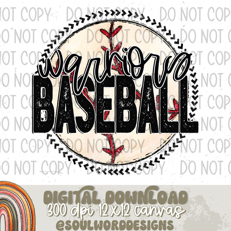 Warriors Baseball Circle Mascot - DIGITAL DOWNLOAD