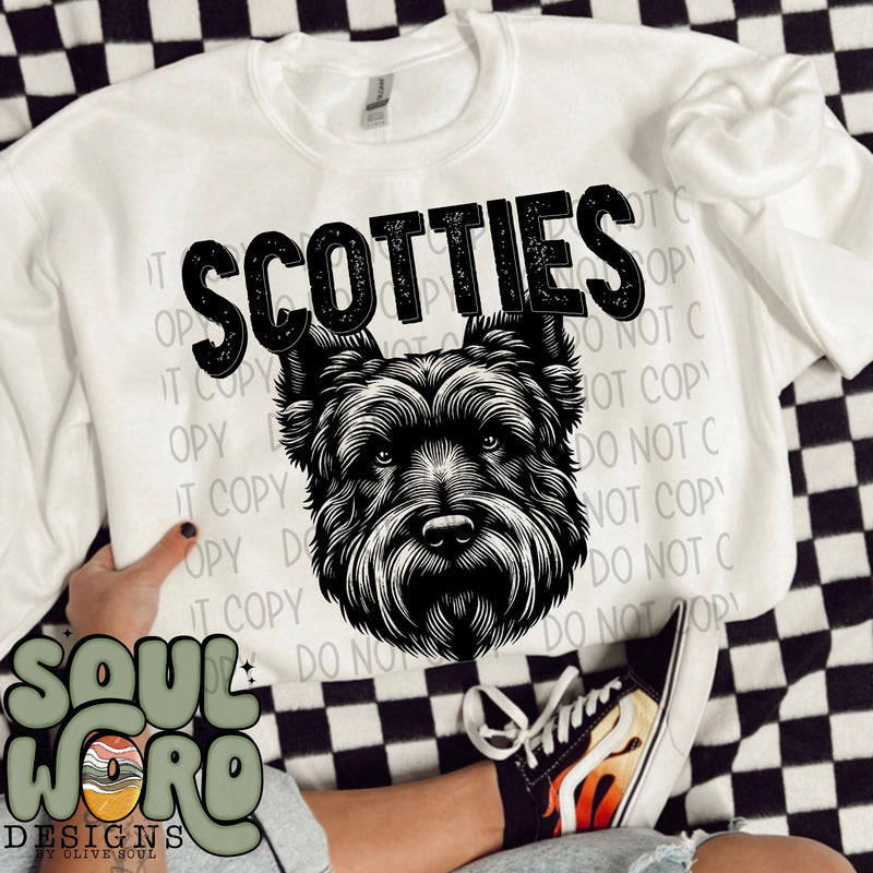 Scotties Mascot Black & White - DIGITAL DOWNLOAD