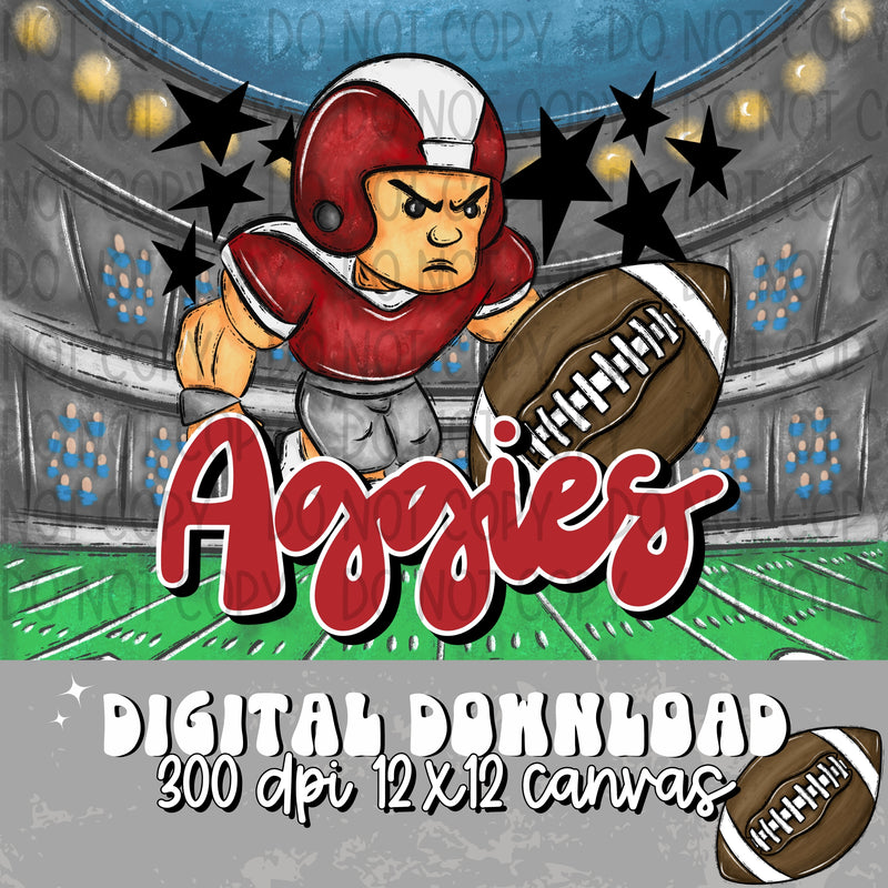 Aggies Football Player Red - DIGITAL DOWNLOAD