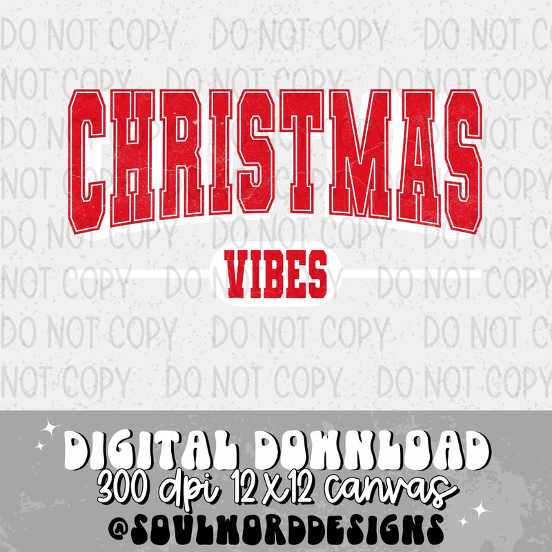 Christmas Vibes Varsity Red - DIGITAL DOWNLOAD