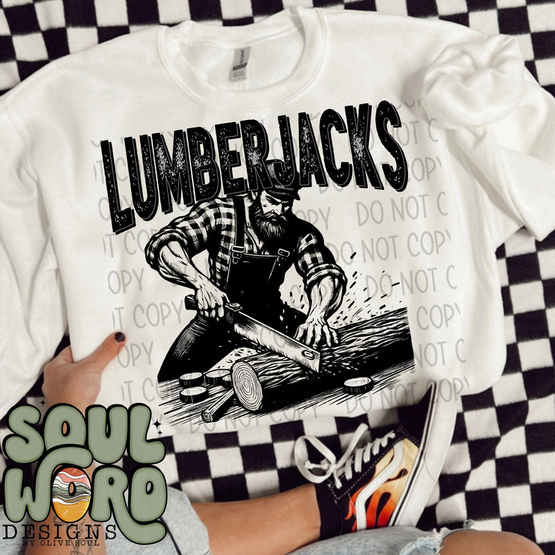 Lumberjacks Mascot Black & White - DIGITAL DOWNLOAD