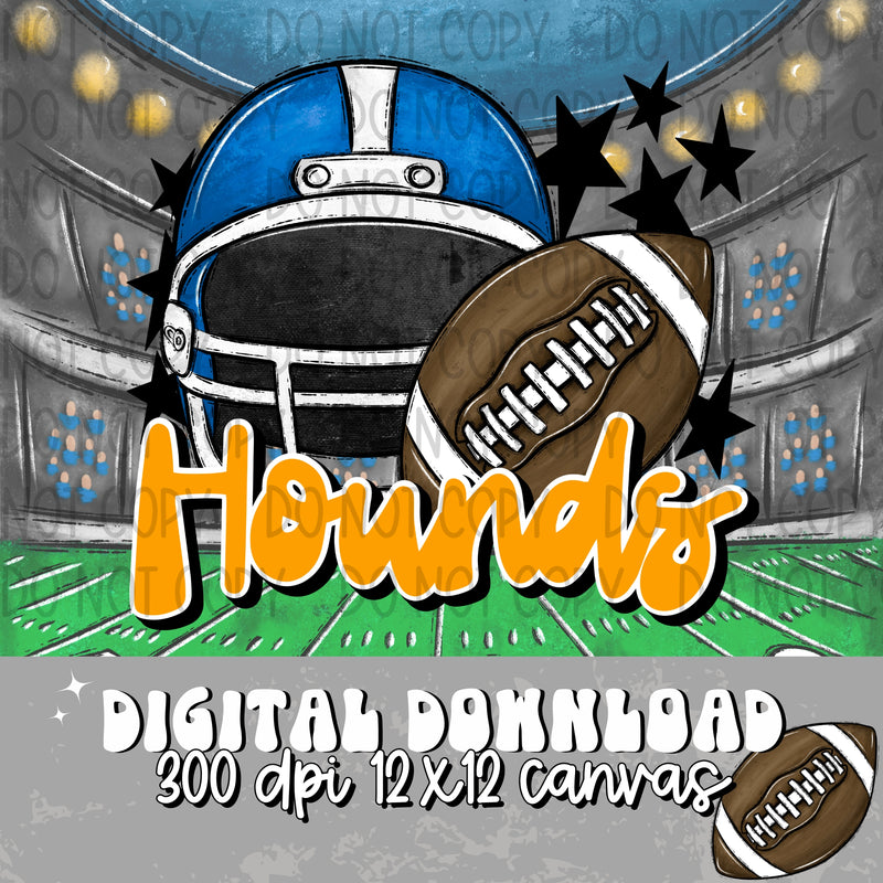 Hounds Football Helmet Blue Yellow Gold - DIGITAL DOWNLOAD