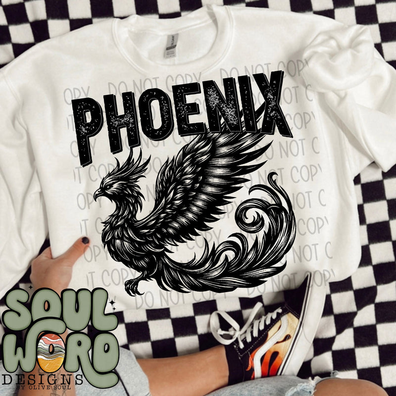 Phoenix Mascot Black & White - DIGITAL DOWNLOAD