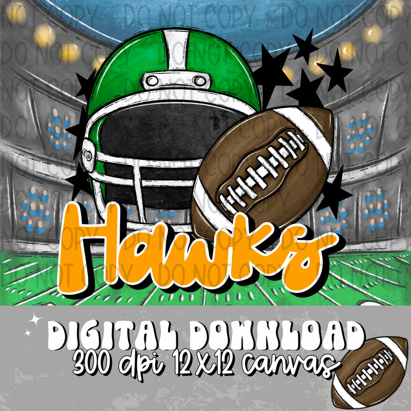 Hawks Football Helmet Green Yellow Gold - DIGITAL DOWNLOAD