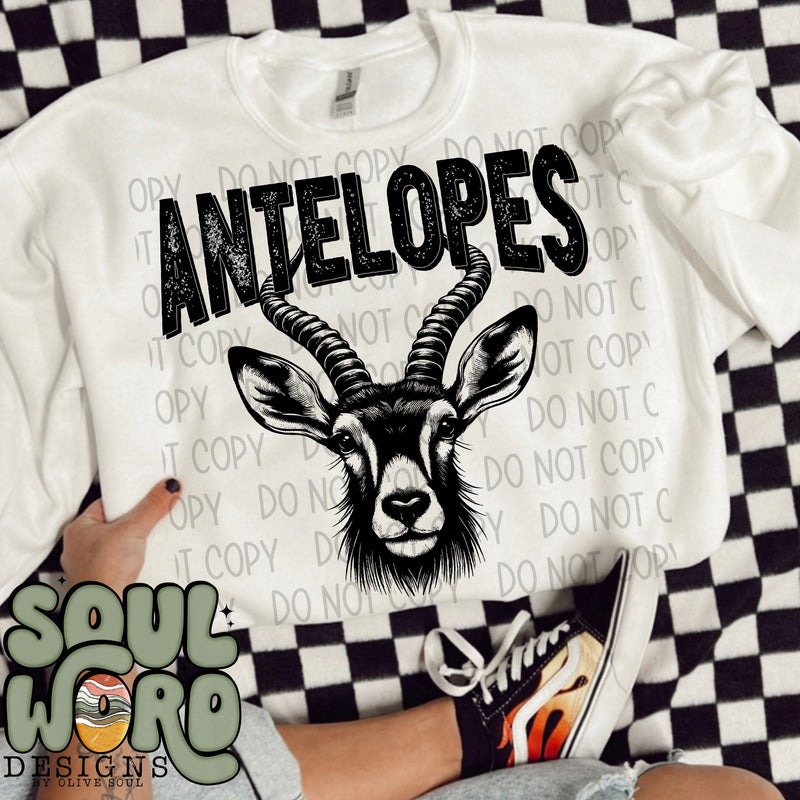 Antelopes Mascot Black & White - DIGITAL DOWNLOAD