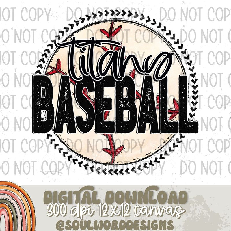 Titans Baseball Circle Mascot - DIGITAL DOWNLOAD