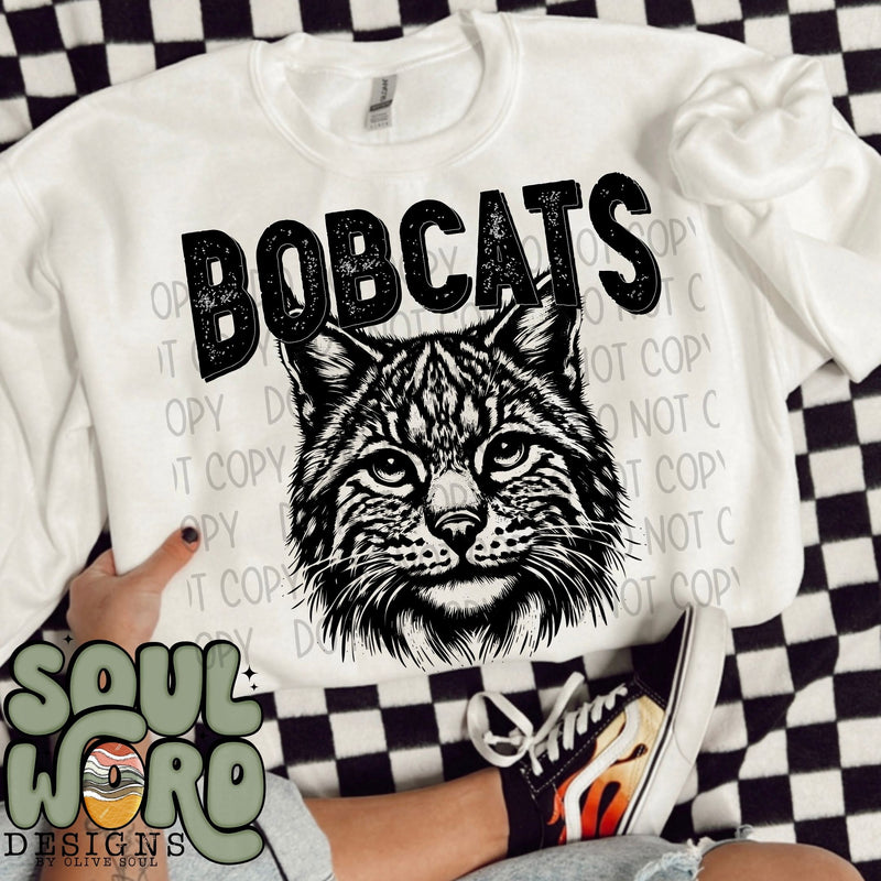 Bobcats Mascot Black & White - DIGITAL DOWNLOAD