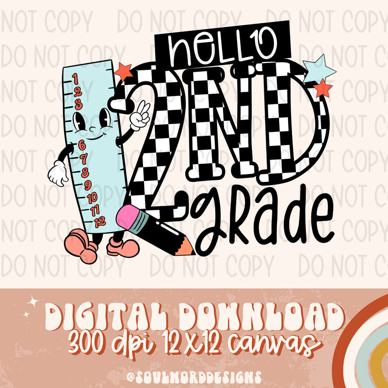 Hello Second Grade Back To School - DIGITAL DOWNLOAD