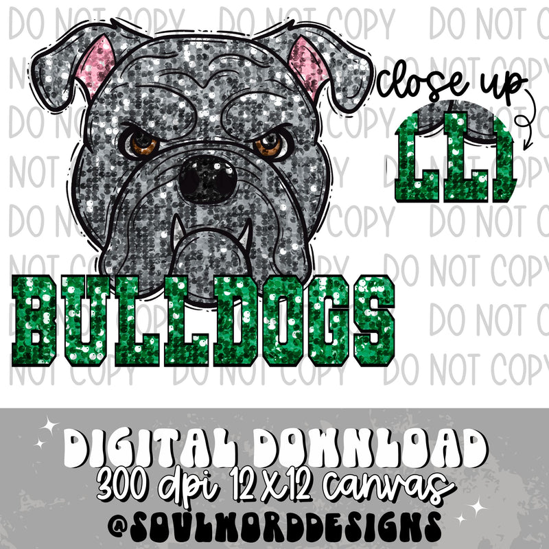 Gray Bulldogs Sequin Mascot - DIGITAL DOWNLOAD