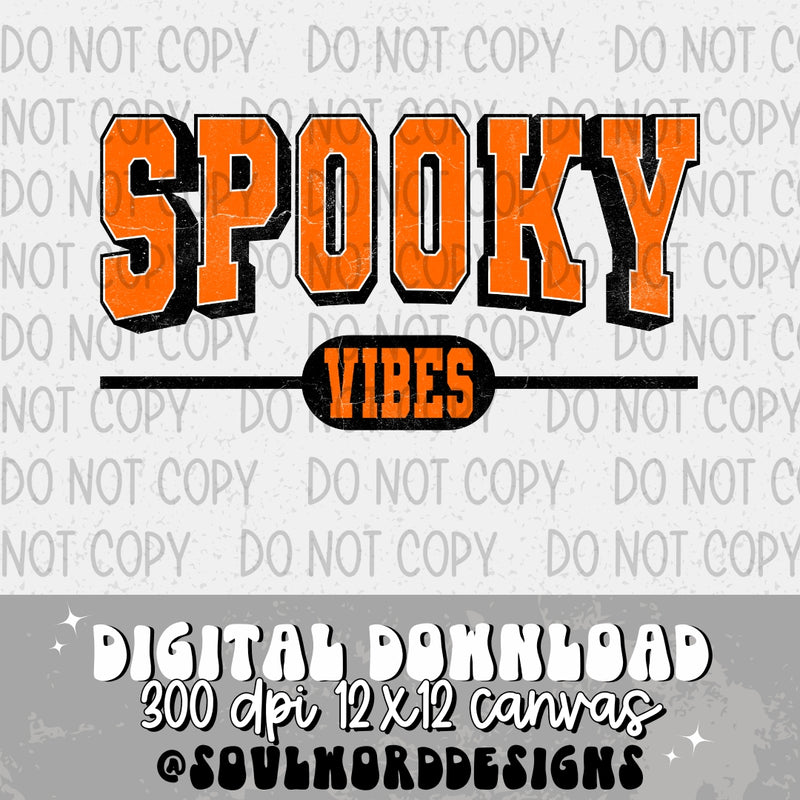 Spooky Vibes Varsity Orange - DIGITAL DOWNLOAD