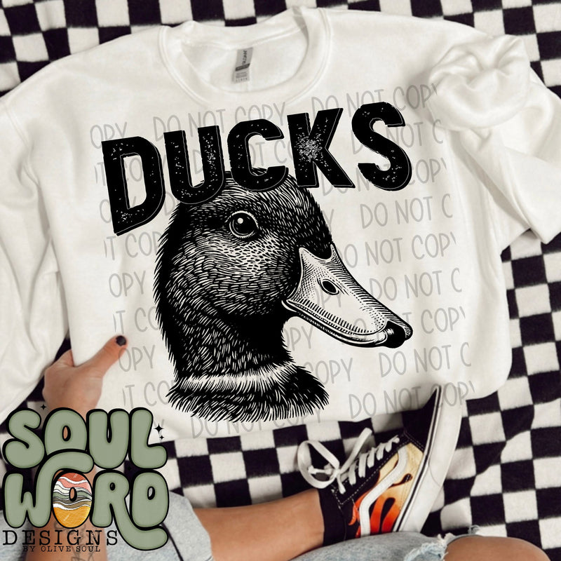 Ducks Mascot Black & White - DIGITAL DOWNLOAD