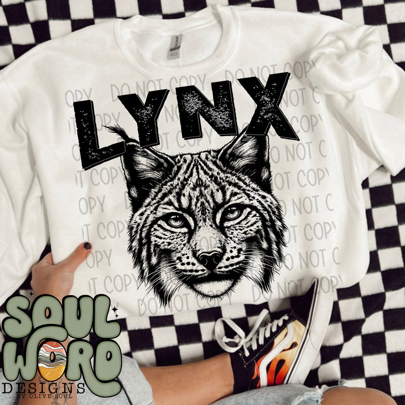 Lynx Mascot Black & White - DIGITAL DOWNLOAD