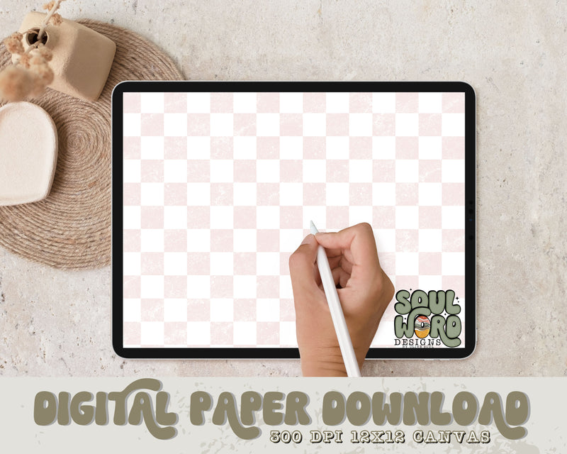 Beachy Checker 12x12 Digital Paper Design - DIGITAL DOWNLOAD